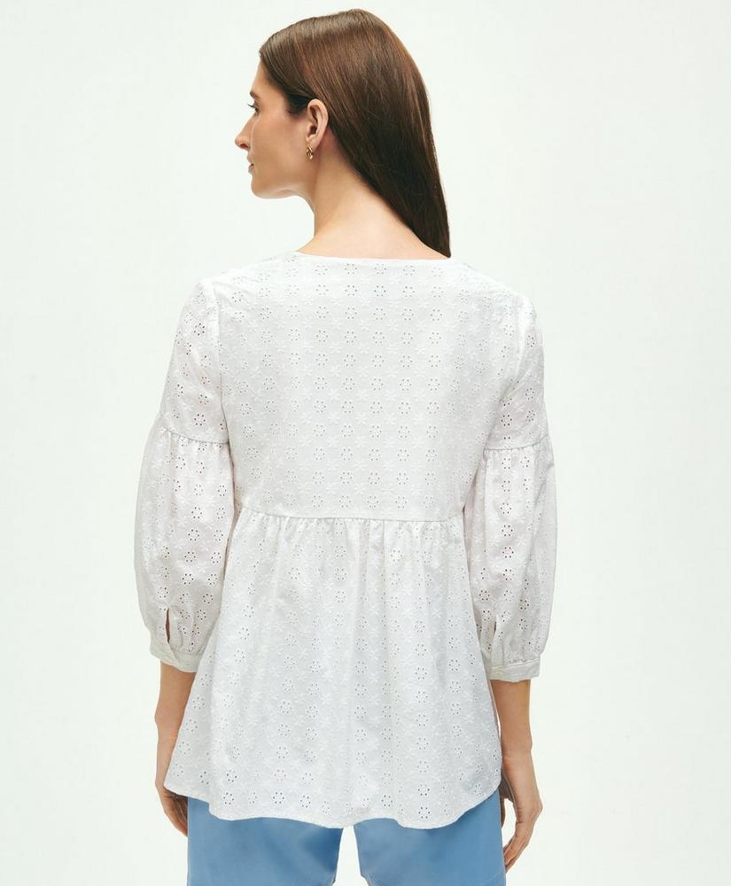 Eyelet Tie Neck Blouse Product Image