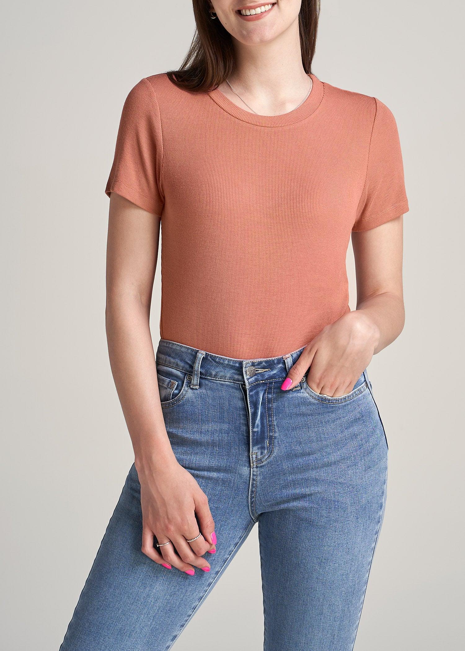 FITTED Ribbed Tee in Clay Sunrise - Women's Tall T-Shirts product image