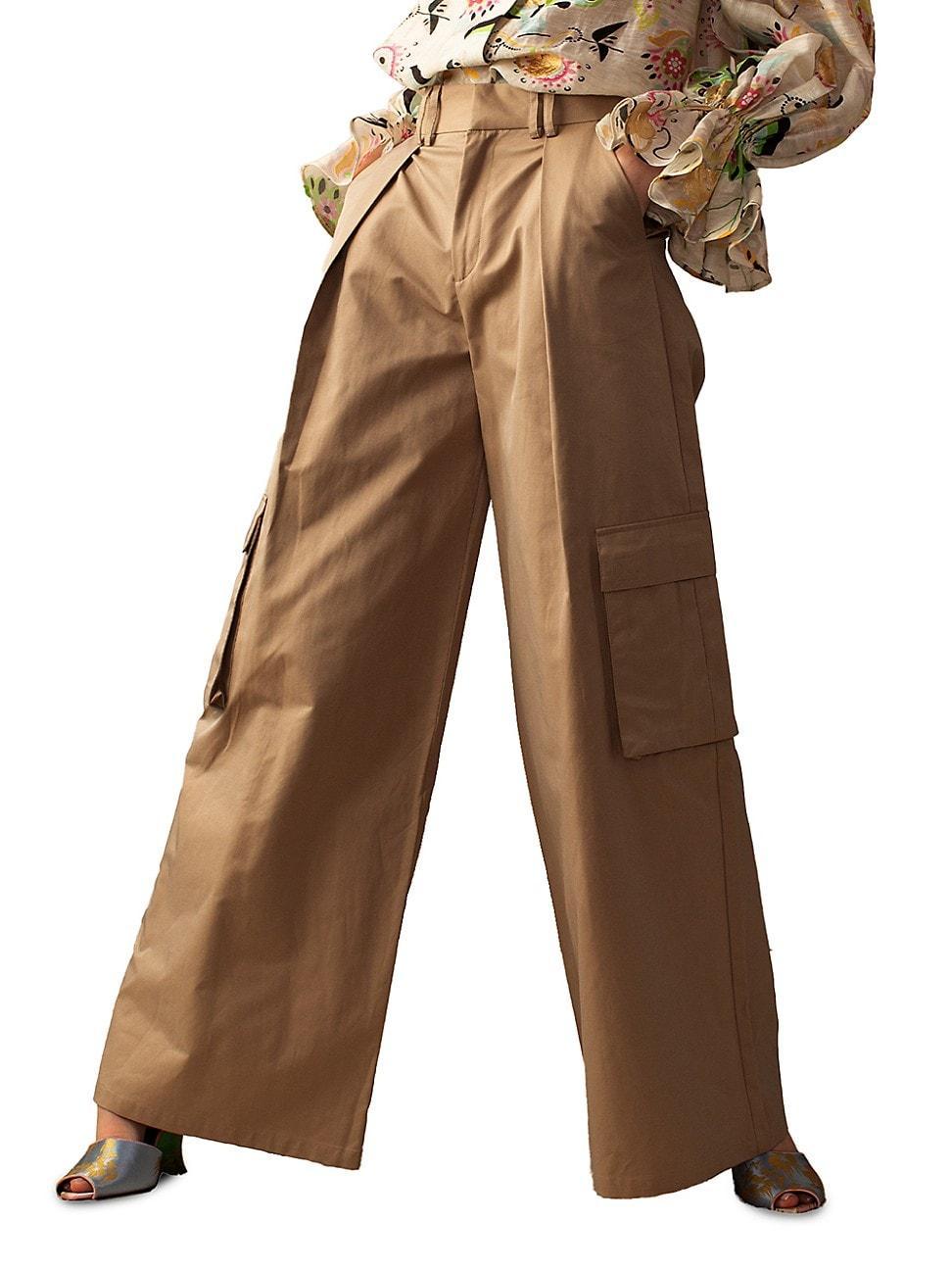 Womens High-Rise Wide-Leg Cargo Pants Product Image