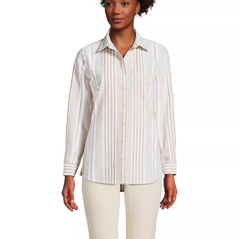 Womens Lands End Long Sleeve Classic Oxford Dress Shirt Product Image