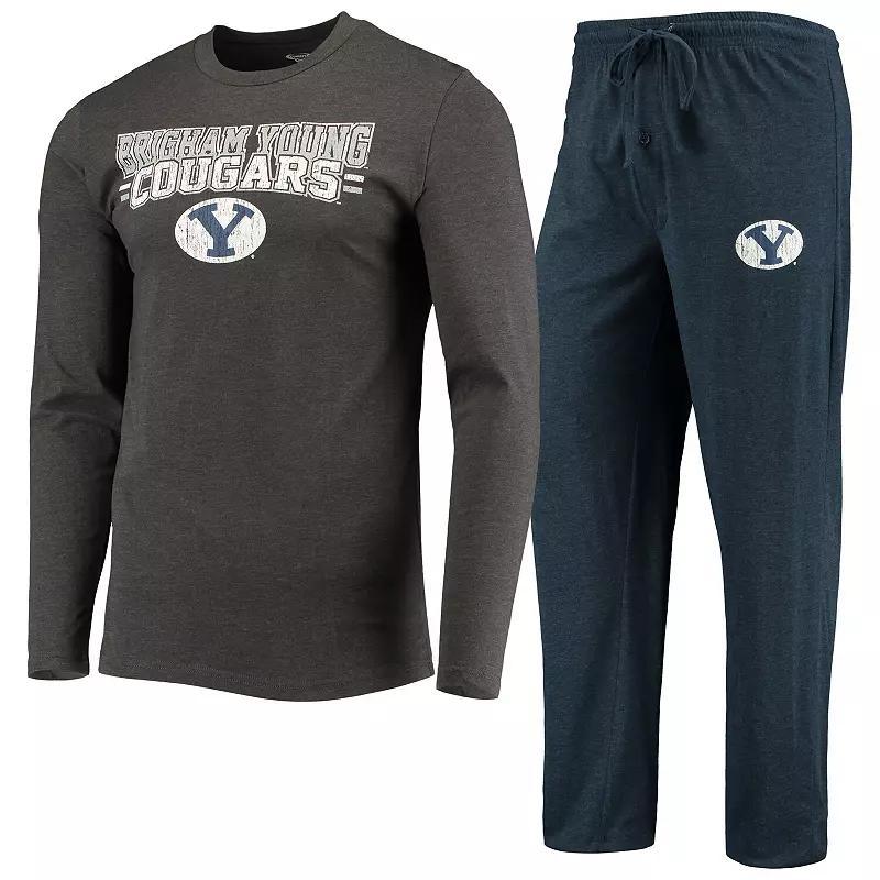 Mens Concepts Sport Navy/Heathered Charcoal BYU Cougars Meter Long Sleeve T-Shirt & Pants Sleep Set BYU Blue Product Image