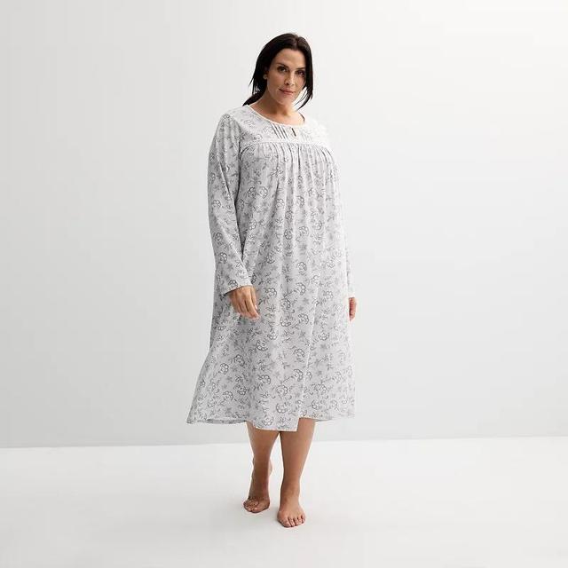 Plus Size Croft & Barrow Long Sleeve Nightgown, Womens Product Image