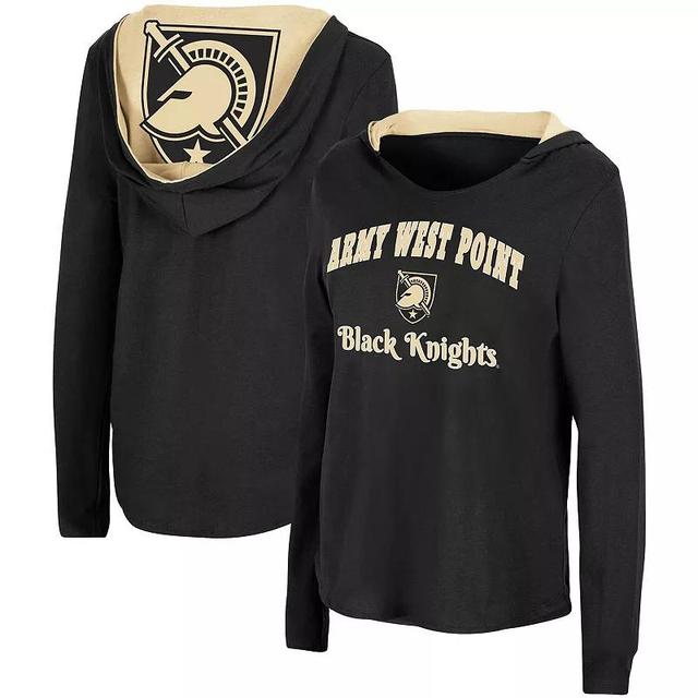 Womens Colosseum Black Army Black Knights Catalina Hoodie Long Sleeve T-Shirt Product Image