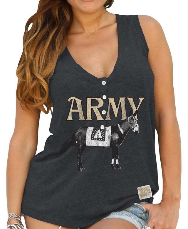 Womens Original Retro Brand Black Army Black Knights Relaxed Henley V-Neck Tri-Blend Tank Top Product Image