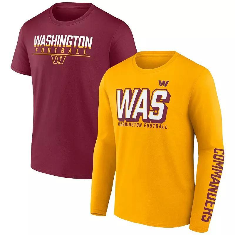 Mens Fanatics Branded Gold/Burgundy Washington Commanders Two-Pack T-Shirt Combo Set Product Image