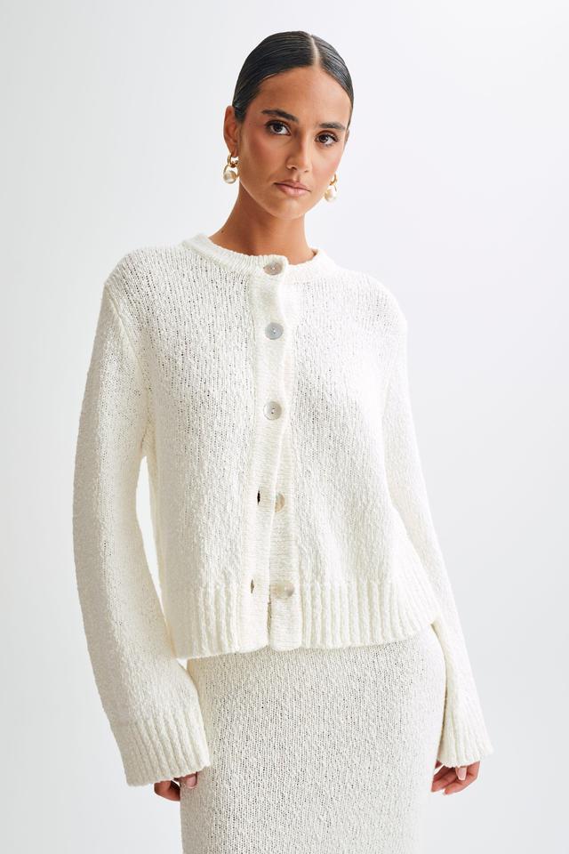 Moira Oversized Boucle Cardigan - White Product Image