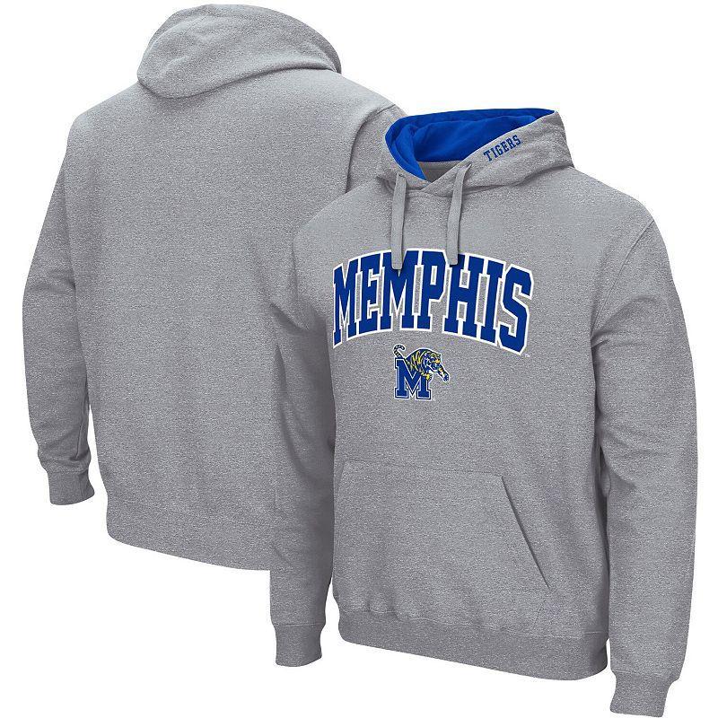 Mens Heathered Gray UMass Minutemen Arch and Logo Pullover Hoodie Product Image