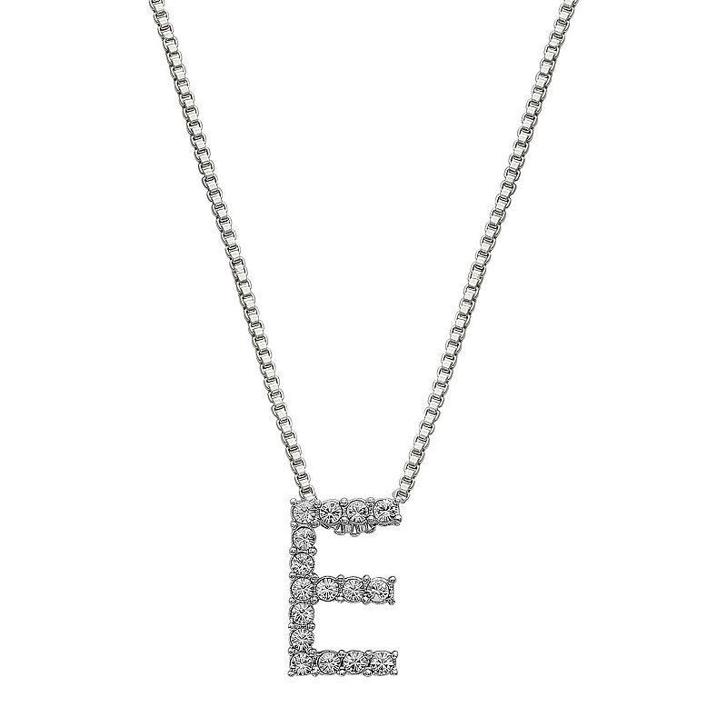 Brilliance Silver Plated Crystal Initial Pendant, Womens White Product Image