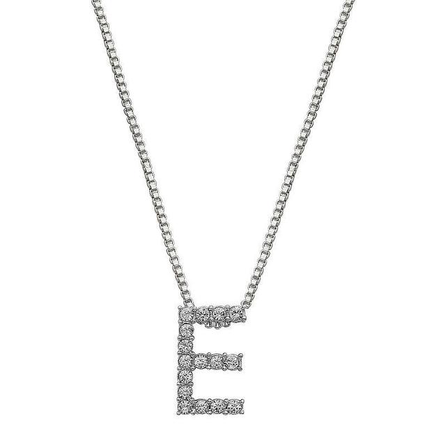 Brilliance Silver Plated Crystal Initial Pendant, Womens Silver Tone J Product Image