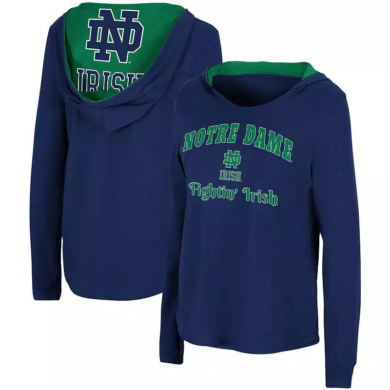 Womens Colosseum Notre Dame Fighting Irish Catalina Hoodie Long Sleeve T-Shirt Blue Product Image