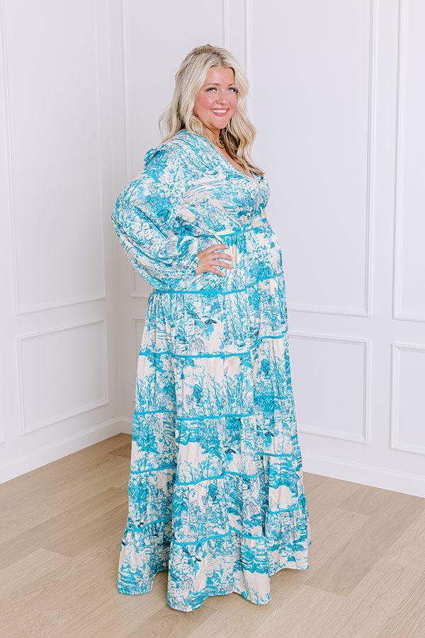 Chateau Chic Tiered Maxi Dress in Sky Blue Curves Product Image