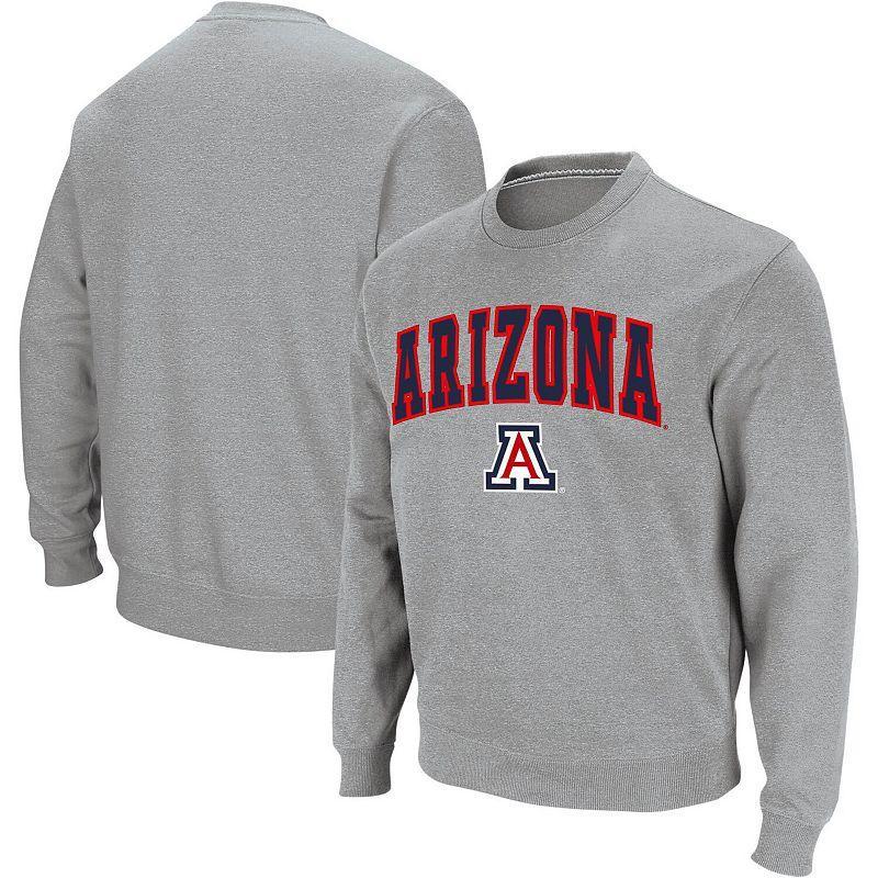 Mens Colosseum Heather Gray Arizona Wildcats Arch & Logo Crew Neck Sweatshirt Product Image