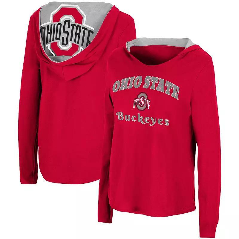 Womens Colosseum Scarlet Ohio State Buckeyes Catalina Hoodie Long Sleeve T-Shirt Product Image