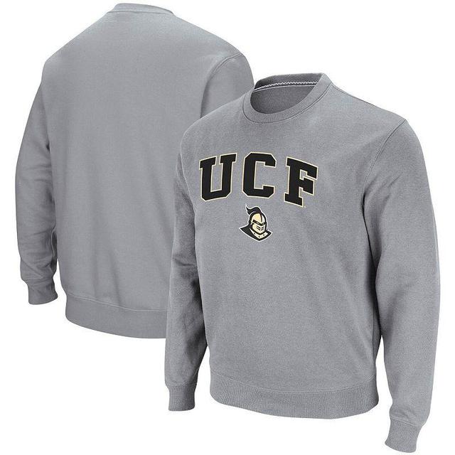 Mens Colosseum Heathered Gray UCF Knights Arch & Logo Tackle Twill Pullover Sweatshirt Product Image