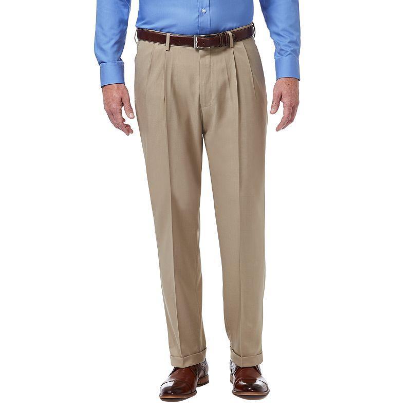 Haggar Mens Premium Comfort Stretch Classic-Fit Solid Pleated Dress Pants Product Image