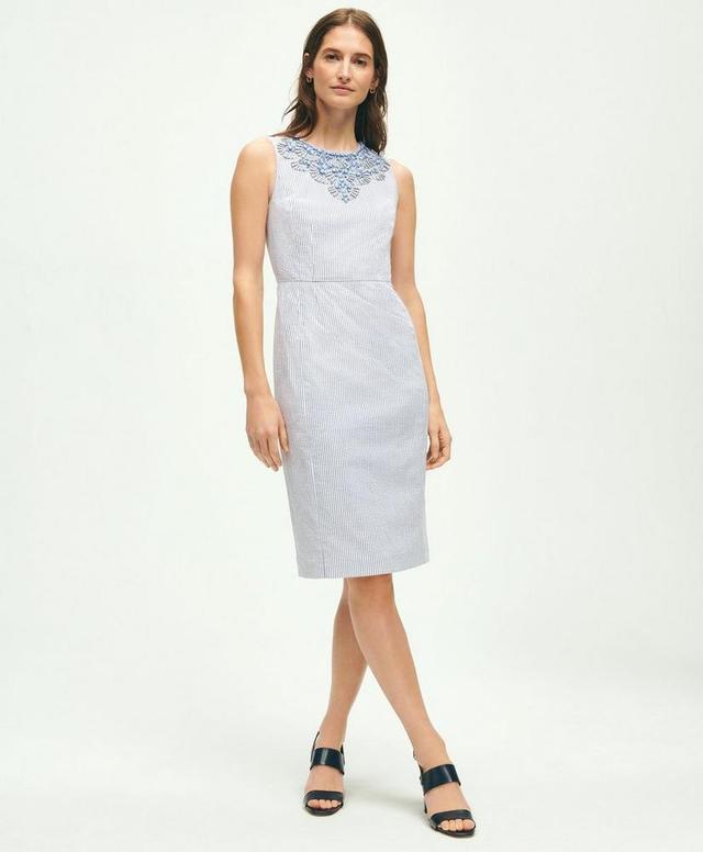 Stretch Cotton Seersucker Sheath Dress Product Image