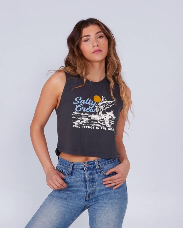 Jackpot Cropped Tank - Charcoal Product Image