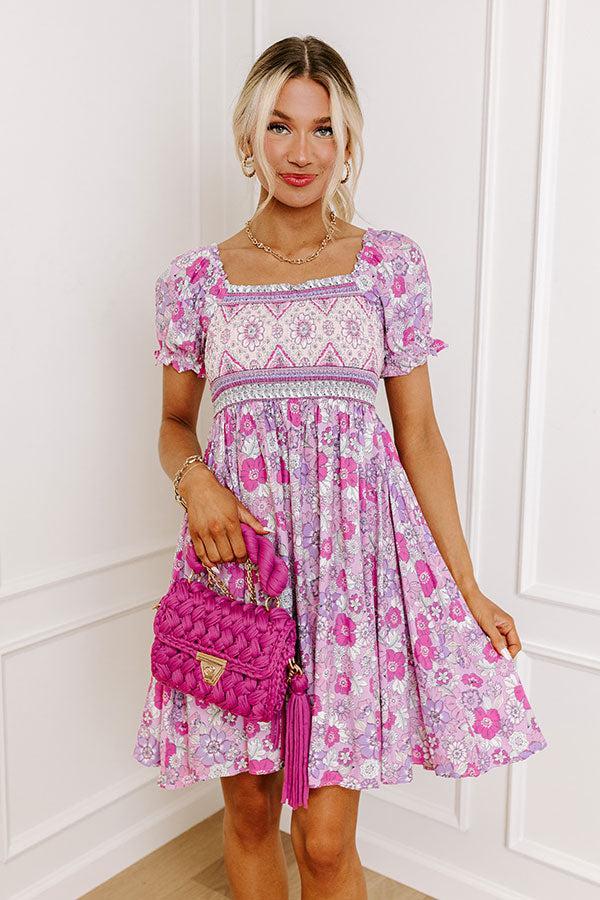 Fan Fav Smocked Floral Mini Dress in Pink product image