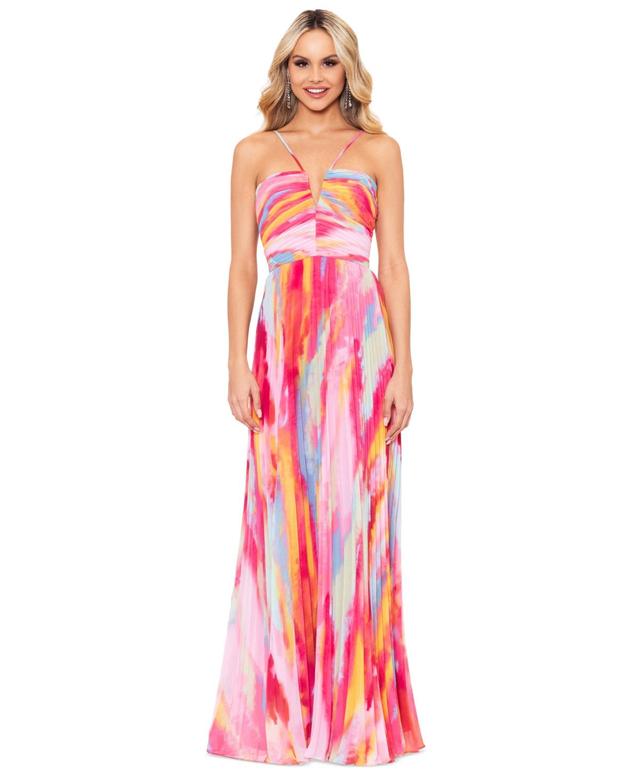 Xscape Womens Pleated Halter Gown Product Image