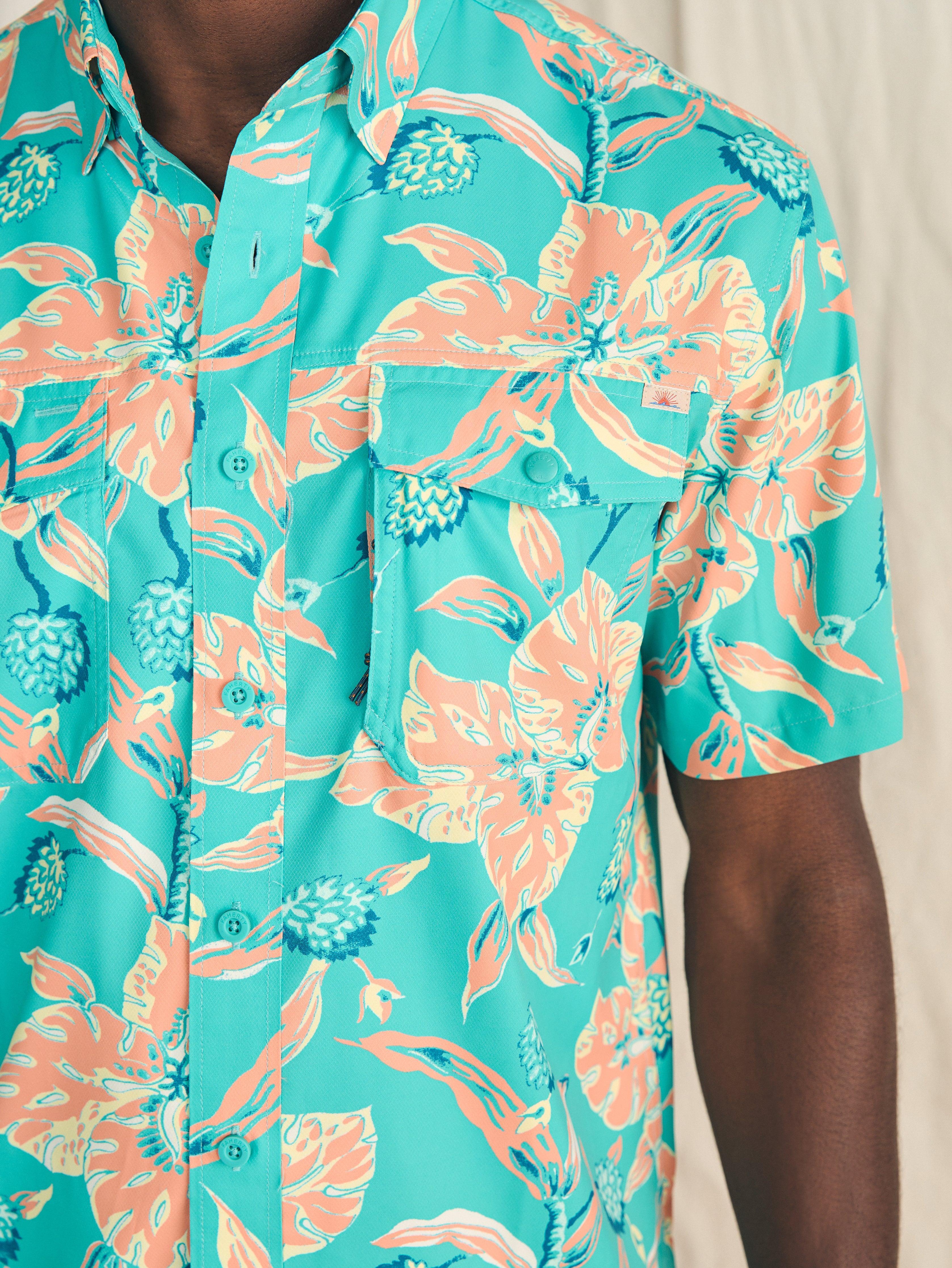 Shorelite Short-Sleeve Tech Shirt - Teal Geranium Floral Male Product Image