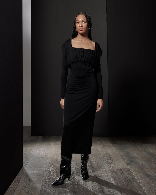 Espe Ruched Long-Sleeve Maxi Dress Product Image