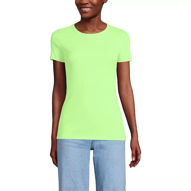 Womens Lands End All-Cotton Crewneck Tee Lime Green Product Image