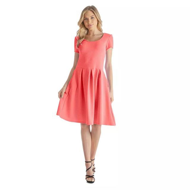 Womens 24Seven Comfort Apparel Pleated Pocket Midi Dress Pink Product Image