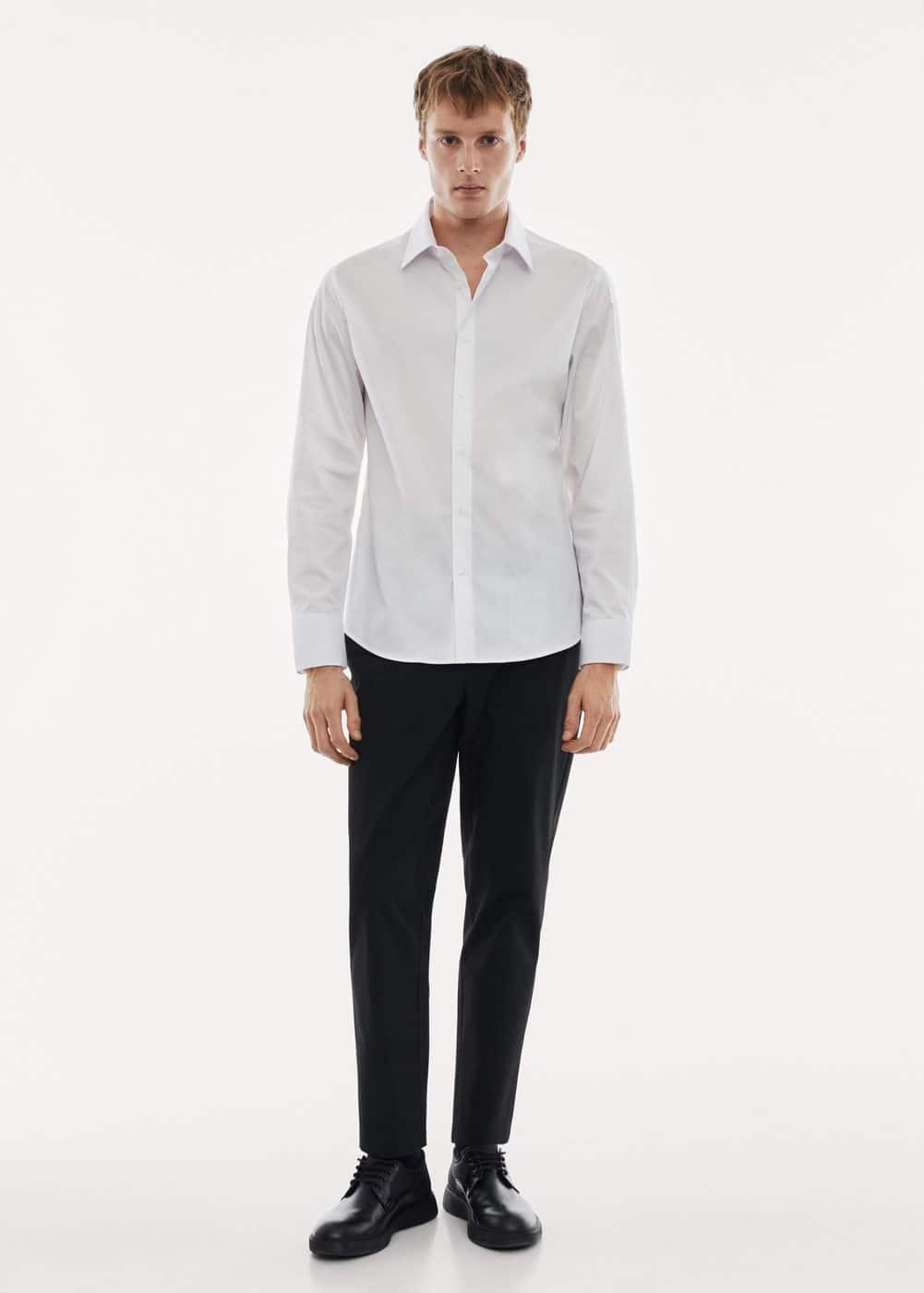 MANGO MAN - Slim fit stretch cotton shirt whiteMen Product Image