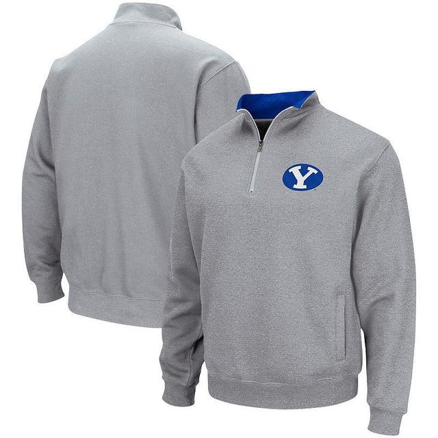 Mens Colosseum Heathered Gray BYU Cougars Tortugas Team Logo Quarter-Zip Jacket Product Image