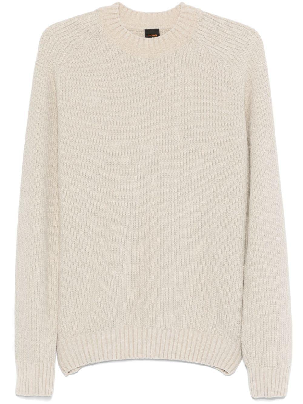 Waffle-knit Sweater In Neutrals Product Image