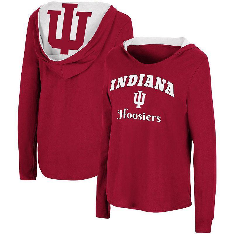 Womens Colosseum Crimson Indiana Hoosiers Catalina Hoodie Long Sleeve T-Shirt Product Image