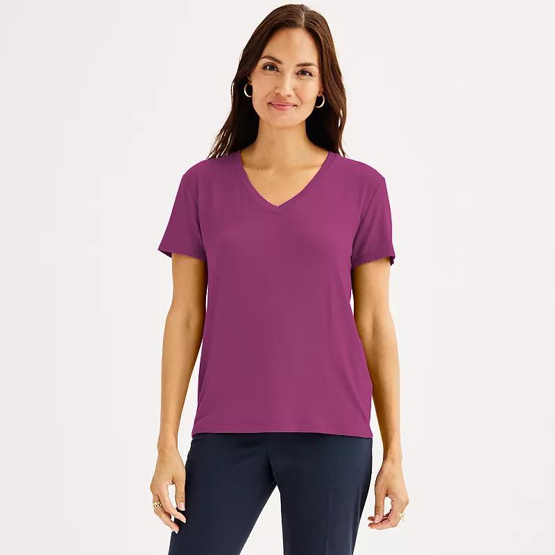 Petite Nine West Essential Short Sleeve V-Neck Tee, Womens Product Image