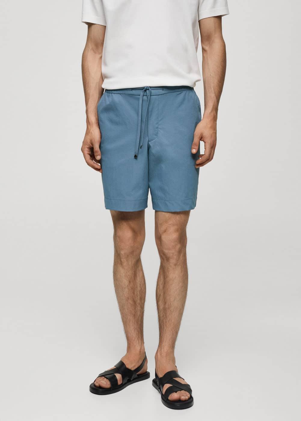 MANGO MAN - Technical fabric drawstring Bermuda shorts sky blueMen Product Image