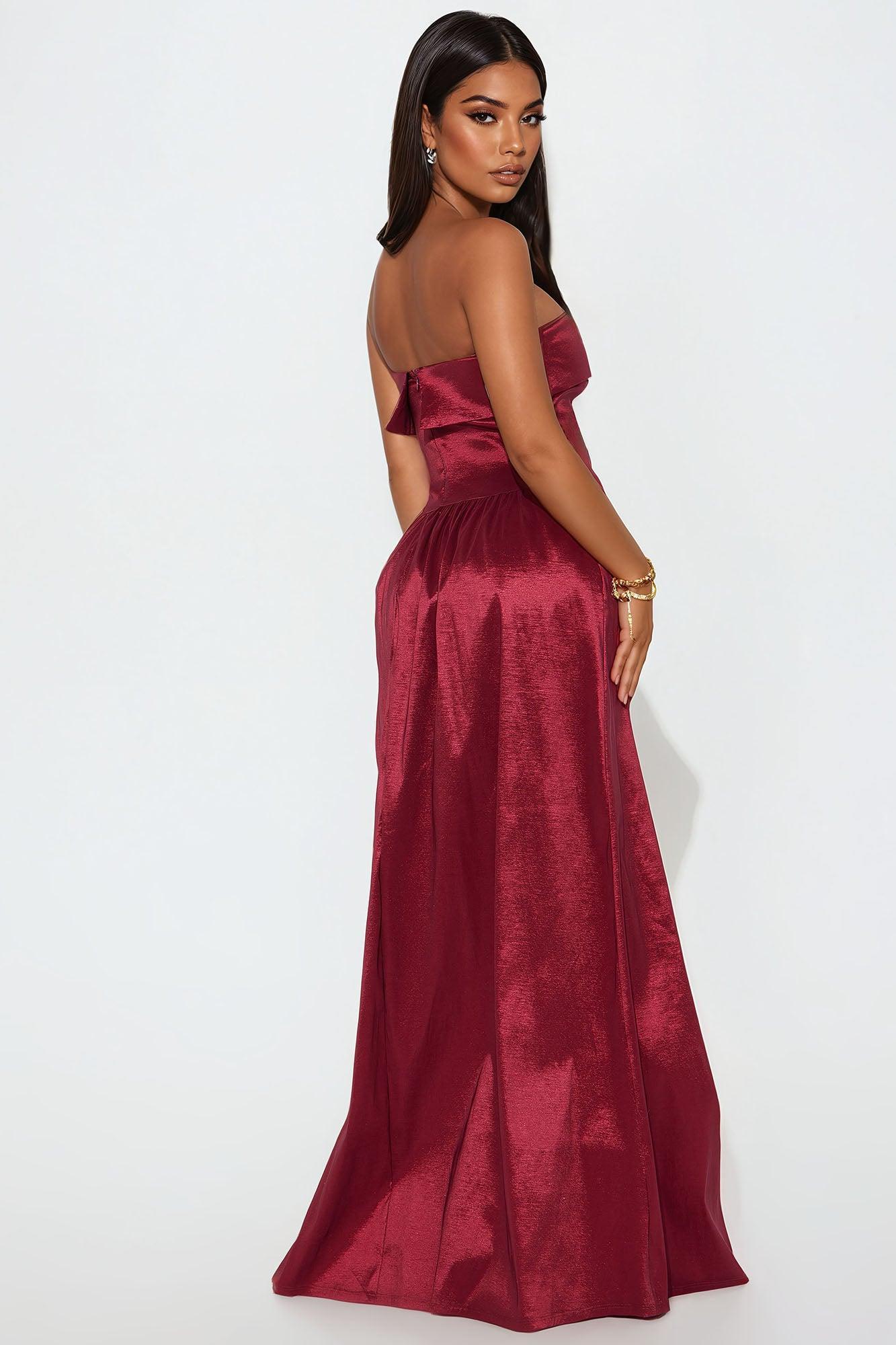 Aubrey A Line Maxi Dress - Wine Product Image