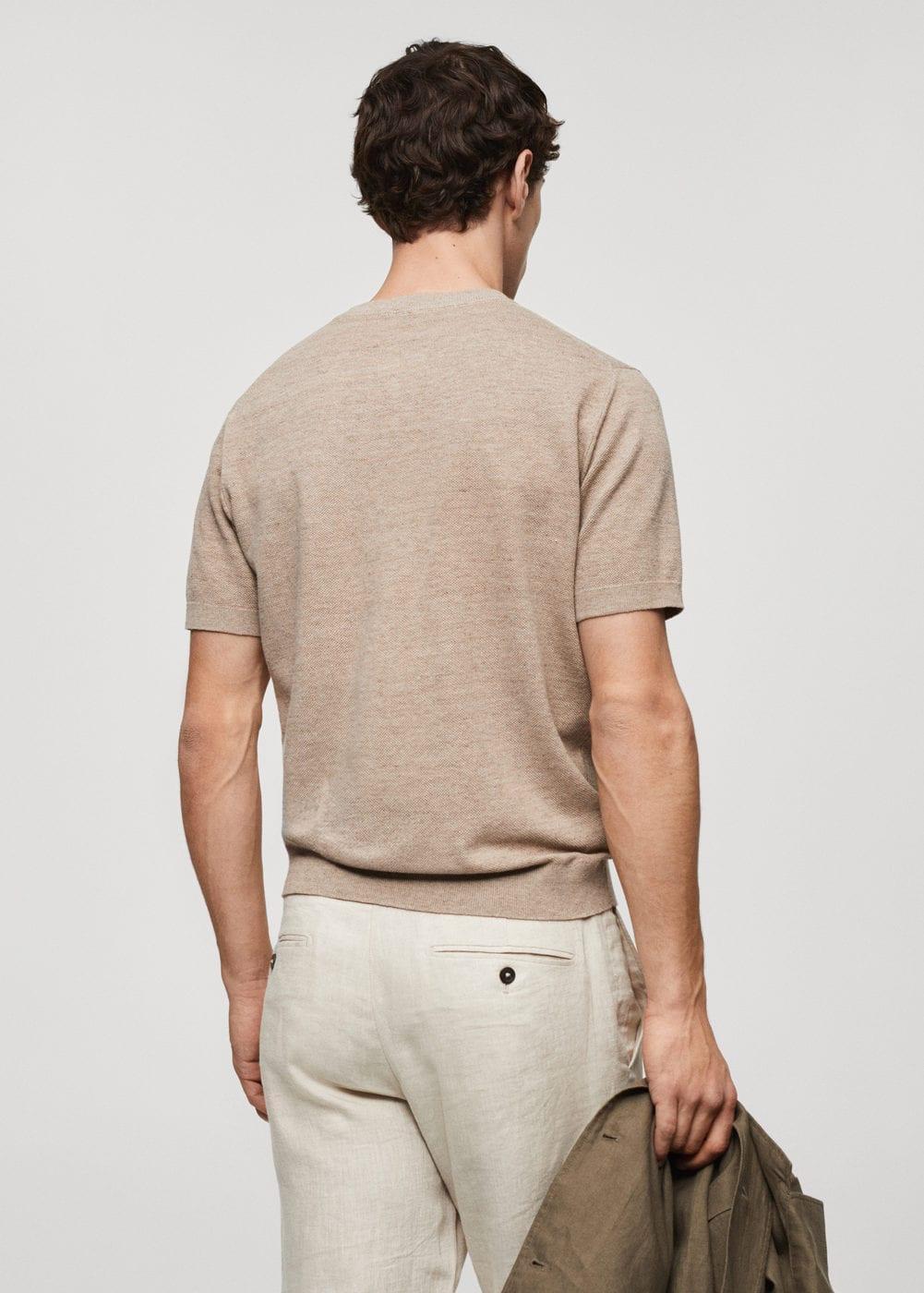 MANGO MAN - Structured cotton knit t-shirt sandMen Product Image