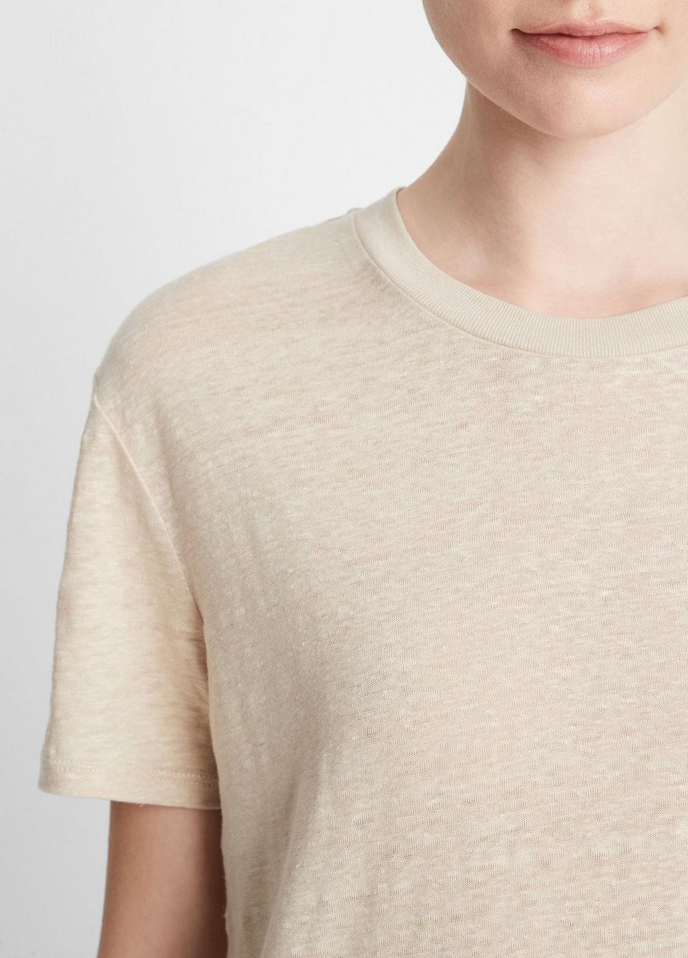 Linen Drop-Shoulder Crew Neck T-Shirt Product Image