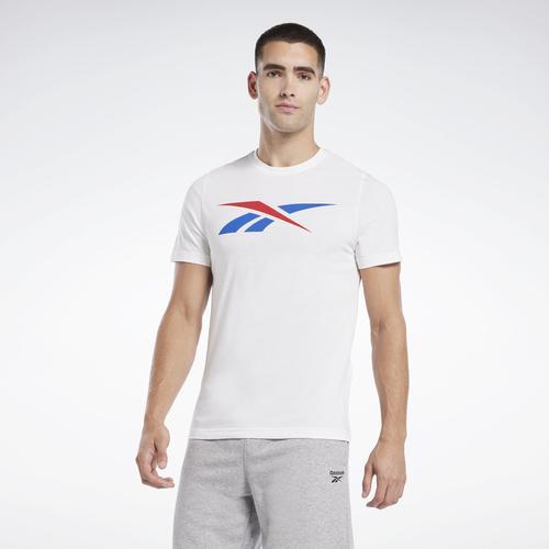 Reebok Mens Vector Logo Graphic T-Shirt - White / Blue Product Image