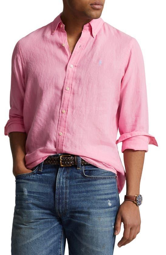 Classic Fit Linen Button-down Shirt In Florida Pink Product Image