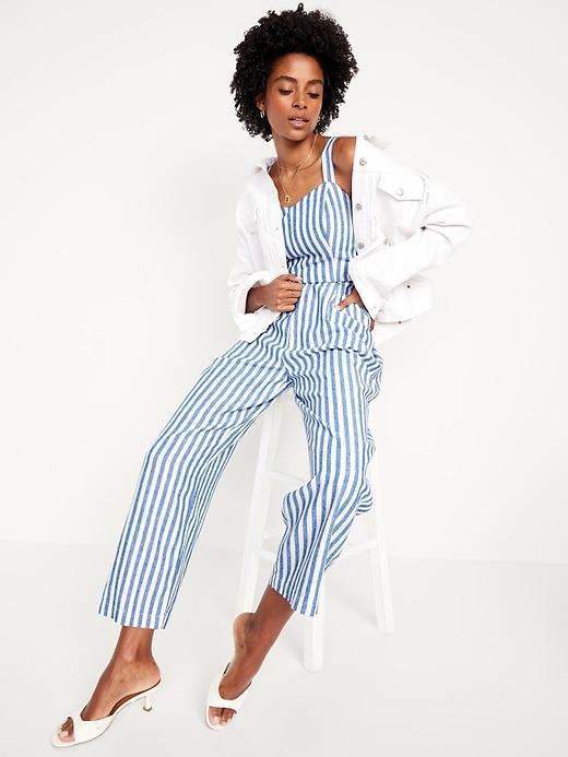 Fit & Flare Linen-Blend Jumpsuit Product Image