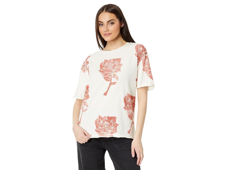 Free People Painted Floral Tee (Ivory Combo) Women's Clothing Product Image