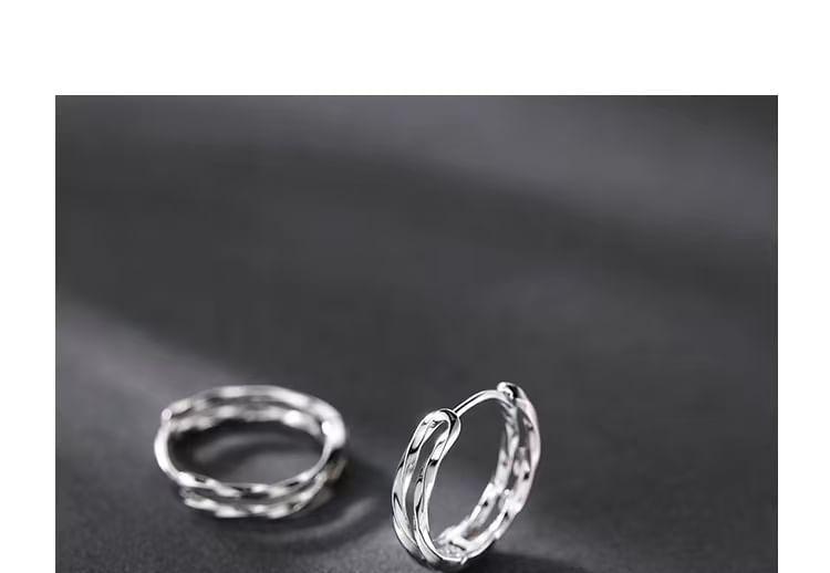 Sterling Silver Layered Hoop Earring Product Image