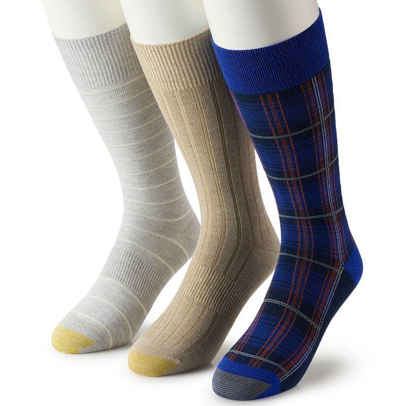 Mens GOLDTOE 3-Pack Regatta Striped Crew Sock Set Product Image