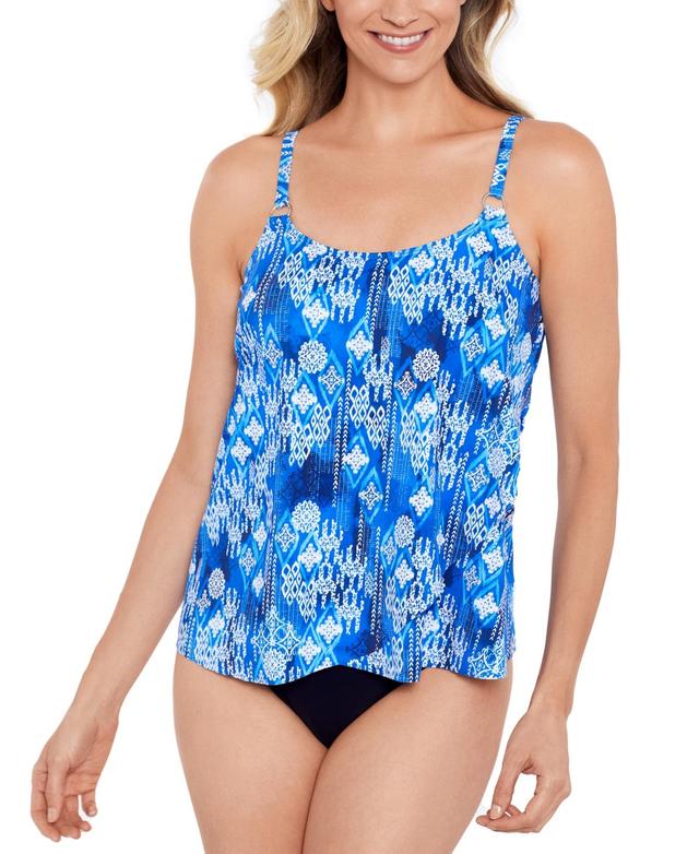 Swim Solutions Womens Printed Overlay Tankini Top Product Image