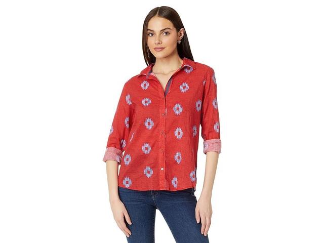 NIC+ZOE Indigo Medallion Crinkle Shirt Multi) Women's Clothing Product Image