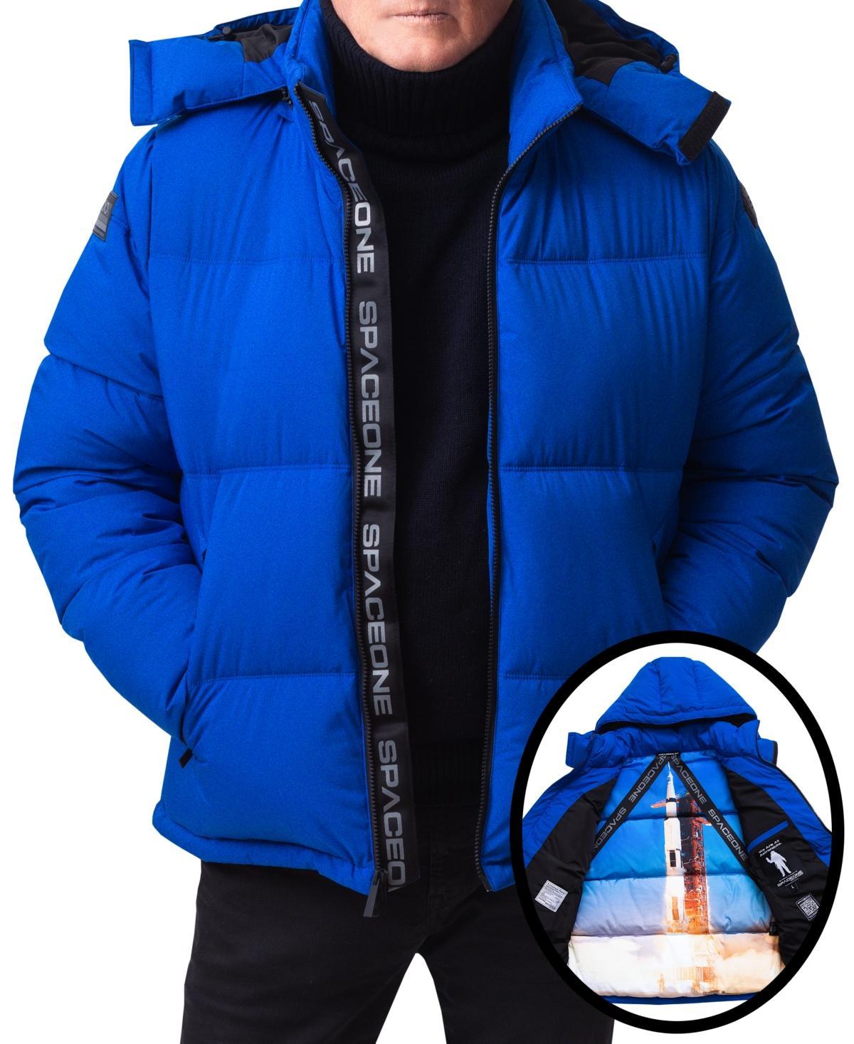 Space One Mens Nasa Inspired Hooded Puffer Jacket with Printed Astronaut Interior Product Image