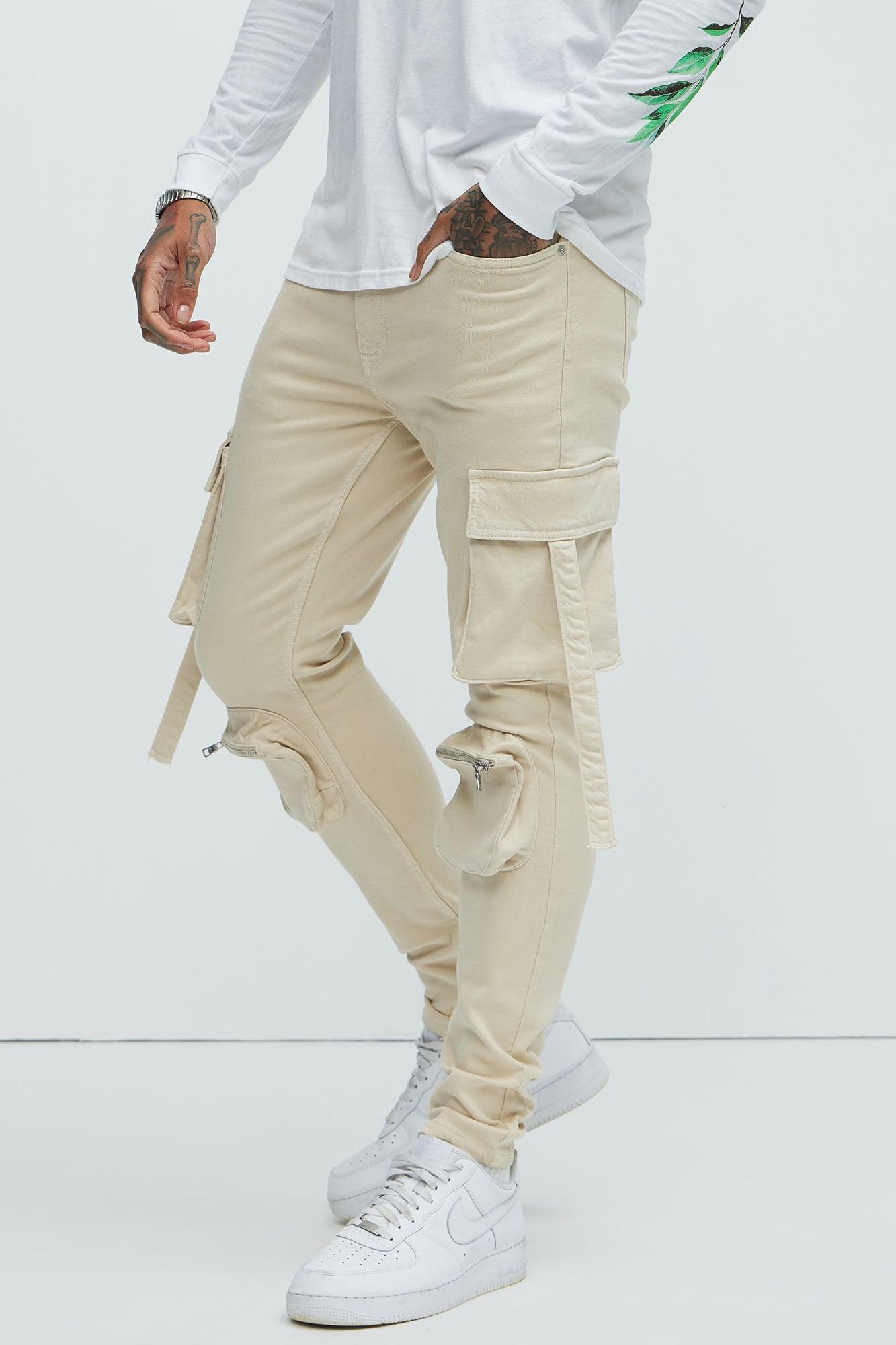 Bradford Skinny Cargo Pants - Off White Product Image