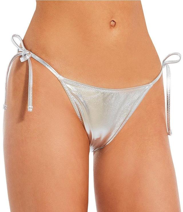 GB Liquid Platinum Metallic Tie Side Hipster Swim Bottom Product Image