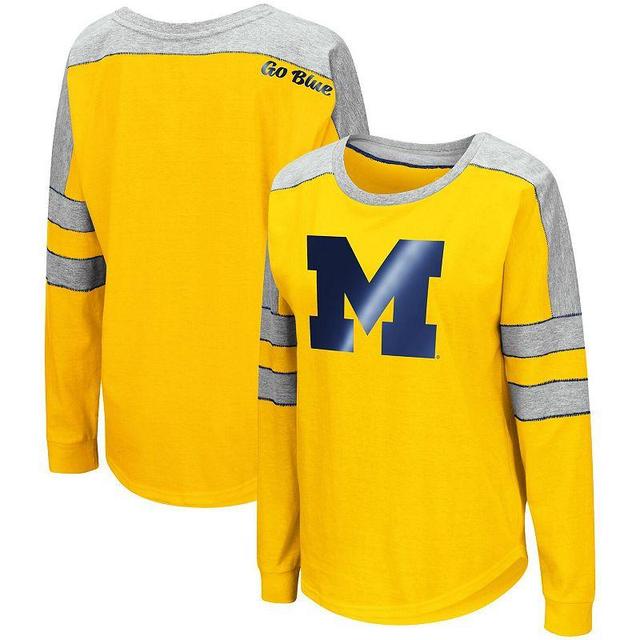 Womens Colosseum Maize Michigan Wolverines Trey Dolman Long Sleeve T-Shirt Product Image