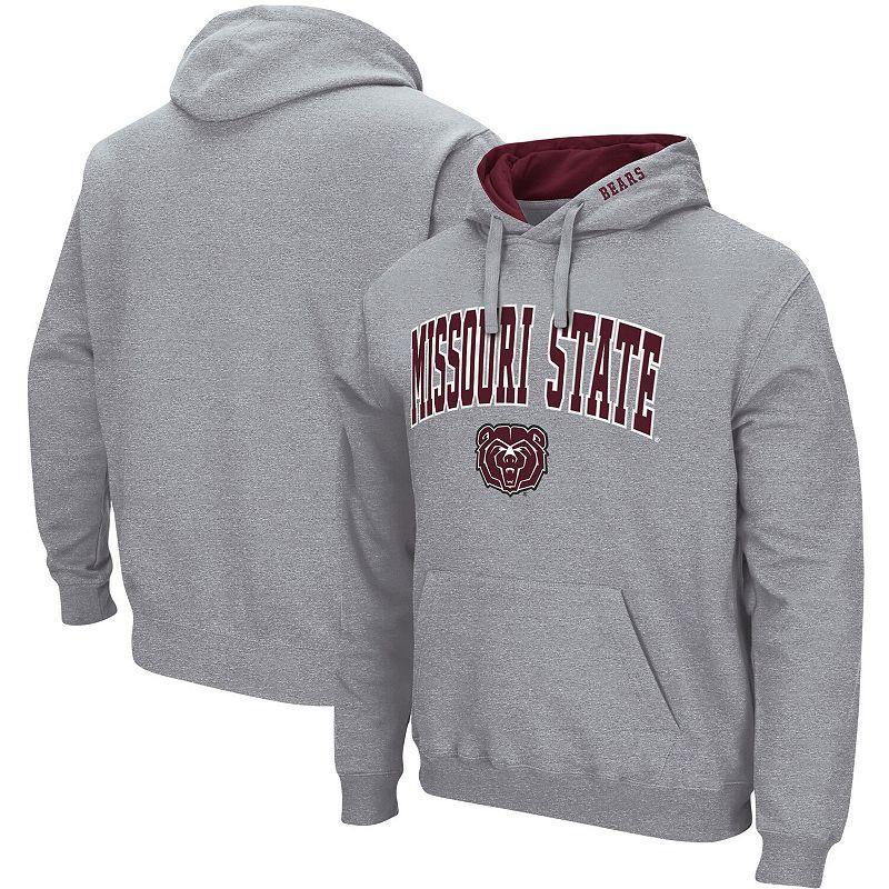 Mens Colosseum Heathered Gray Missouri State University Bears Arch and Logo Pullover Hoodie Product Image