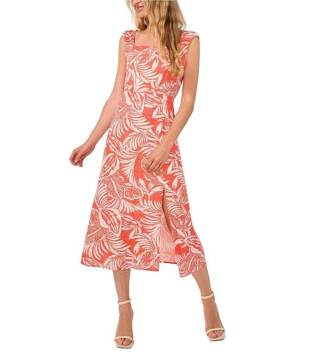 CeCe Square Neck Sleeveless Floral Midi Dress Product Image